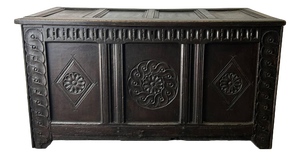 Antique Charles II Carved Oak Chest, 1660s
