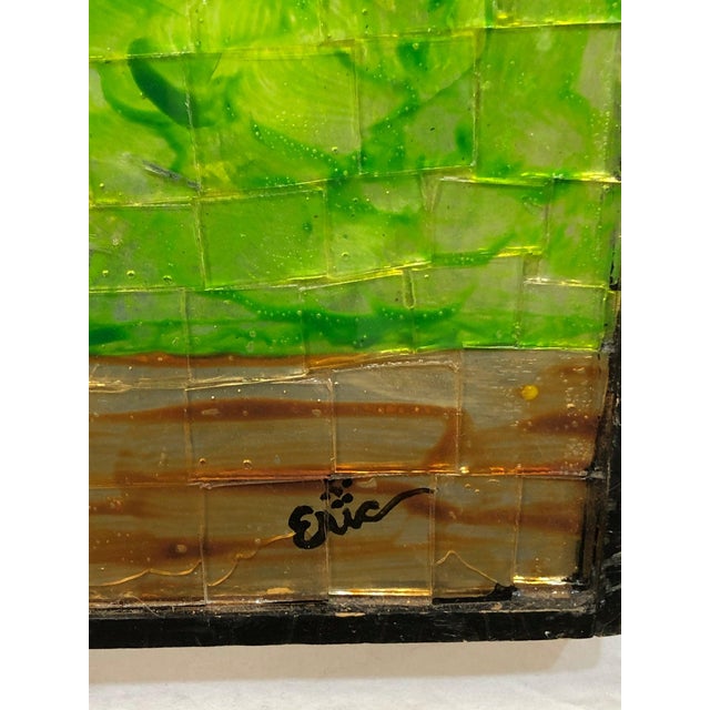 Late 20th Century Late 20th Century Multimedia Glass Collage Signed on the Bottom For Sale - Image 5 of 5