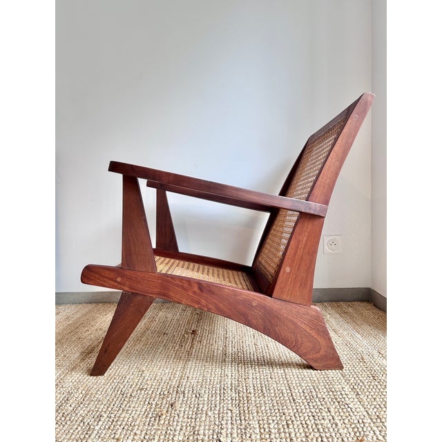 Modern Armchair in Teak and Caning, 1950s For Sale - Image 6 of 8