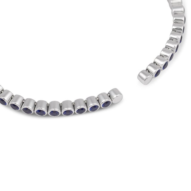 Lugano 3.00 Carat Sapphire 18k White Gold Bezel Bangle For Sale In Los Angeles - Image 6 of 6