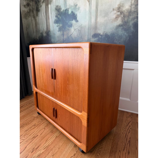 Vintage 1970s Dyrlund Danish Modern Teak Rolling Tv / Media Cabinet With Tambour Doors For Sale - Image 17 of 17