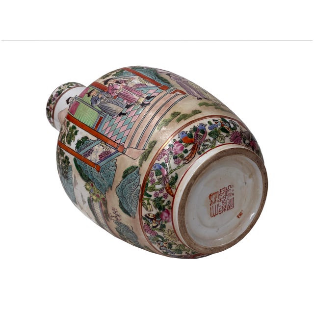 Chinese Vintage Chinese Famille Rose Palette Narrative Scene Porcelain Art Vase For Sale - Image 3 of 14