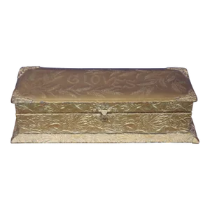 Antique Victorian J&S Embossed Metal Casket Box