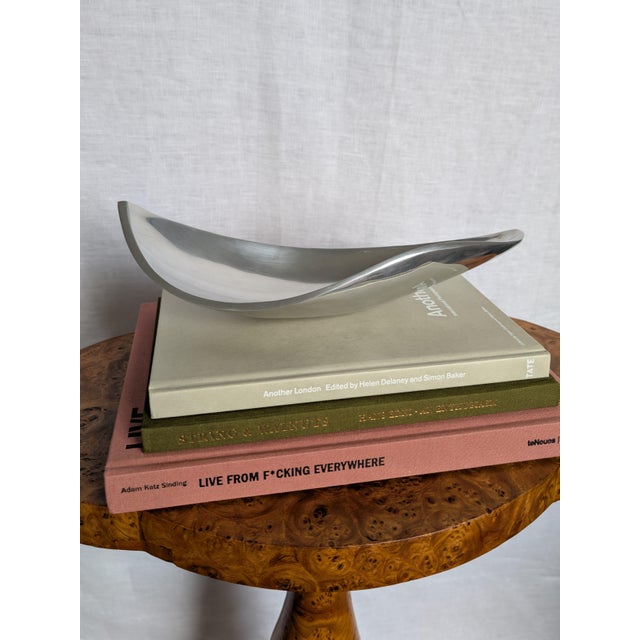 Vintage Brushed Chrome Metal Catch All, 1980s For Sale - Image 6 of 12