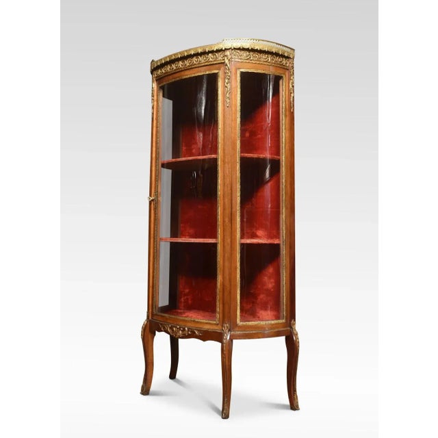 Walnut Bow Fronted Display Cabinet For Sale - Image 8 of 10