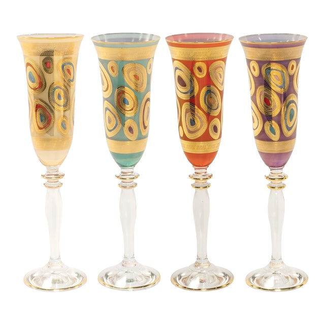VIETRI Regalia Assorted Champagne Glasses - Set of 4 For Sale