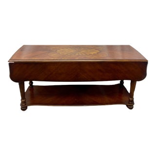 Vintage Hooker Federal Style Mahogany Burl Wood Drop Leaf Dining Table For Sale