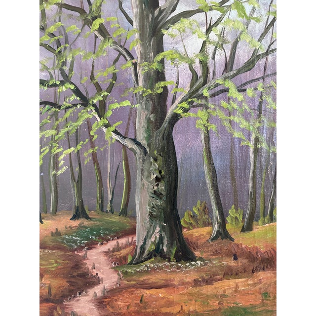 Vintage Original Forest Landscape Oil Painting, Circa 1960s For Sale - Image 6 of 13