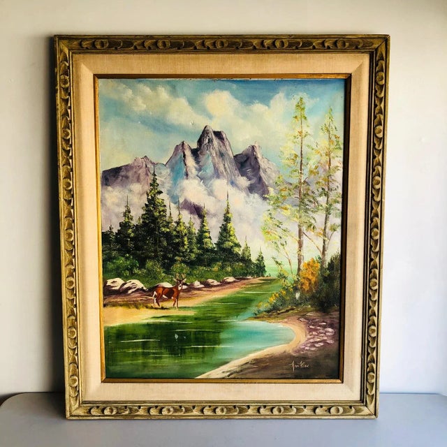 1960s Large Mid Century Californian Fine Art Mountain