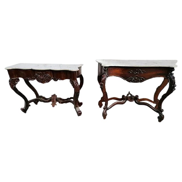Antique Rosewood Console Tables, Set of 2 For Sale