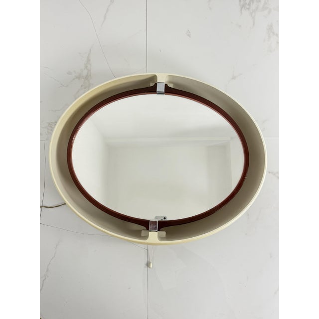 Adjustable, backlit Italian Space Age mirror by Allibert, 1970s. The mirror is made of plastic. It tilts to the right or...