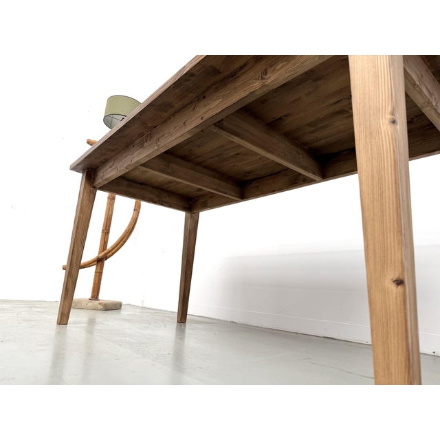 Small Vintage Farmhouse Table with Tapered Legs in Pine, 2010s For Sale - Image 10 of 15