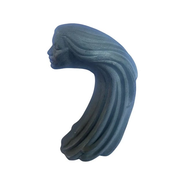 Circa 1980 Vintage Woman of the Wind Ceramic Sculpture in Metallic Silver For Sale - Image 11 of 11