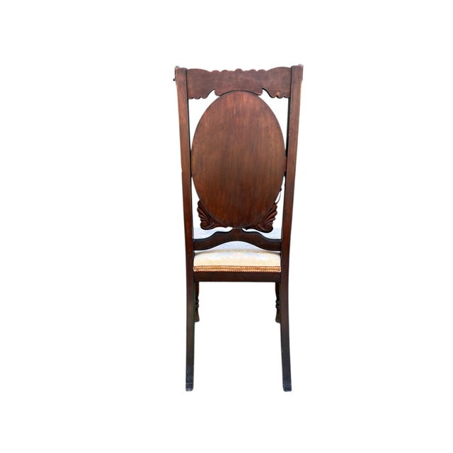 Mid-19th Century Dressing Chair With Convertible Mirror Seatback in Off-White Jacquard Fabric For Sale - Image 9 of 12