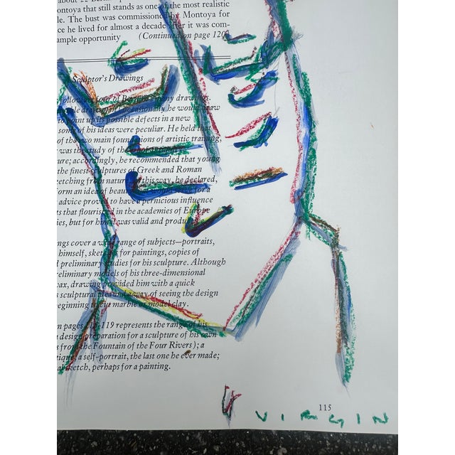 Abstract original painting on vintage book page by Virginia Chamlee. Signed and dated. 2025. Mixed media on paper. Shades...