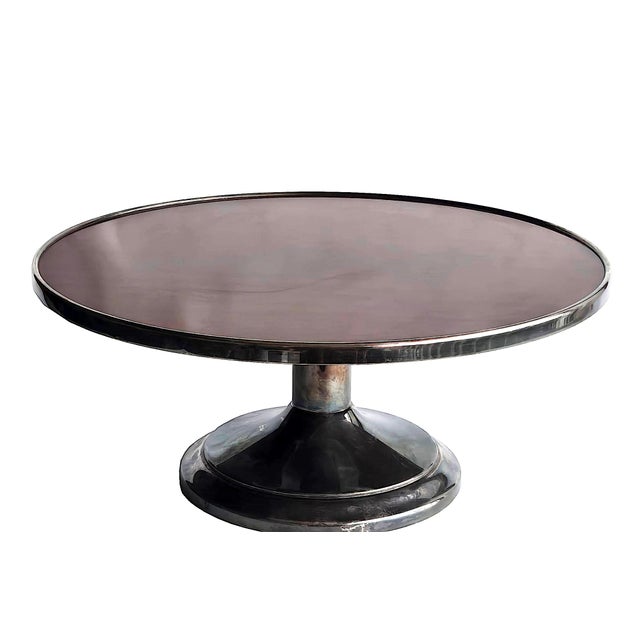 Mid-Century Modern 1950s Silver Plate Cake Stand With Faux Wood Formica Surface For Sale - Image 3 of 13