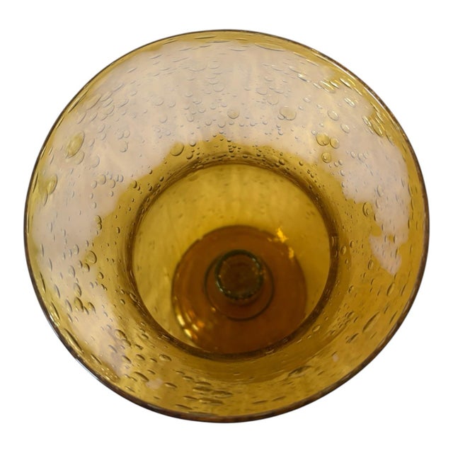 Mid-Century Modern French Biot Mid Century Modern Amber Bubble Glass Hurricane Candle Holder / Photophore For Sale - Image 3 of 8