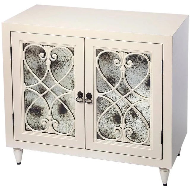 Not Yet Made - Made To Order Distressed White Gold Cabinet For Sale - Image 5 of 5