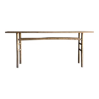 Vintage Elm Wood Console Table For Sale