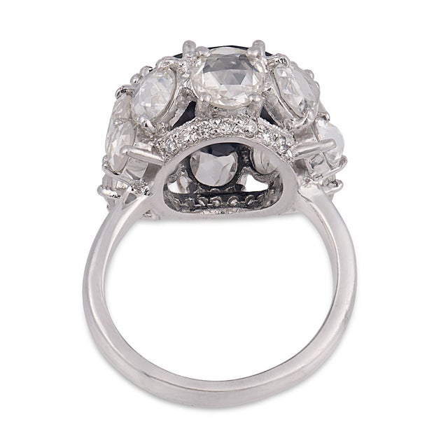 Vintage 8.79 Carat Sapphire Diamond Platinum Cocktail Ring, Size 6 For Sale In Los Angeles - Image 6 of 6