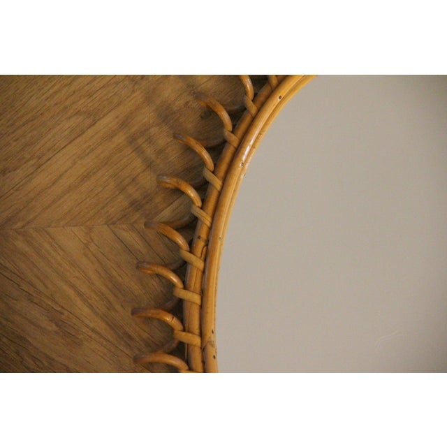 1960s Round Wall Mirror in Rattan and Bamboo, 1960s For Sale - Image 5 of 14
