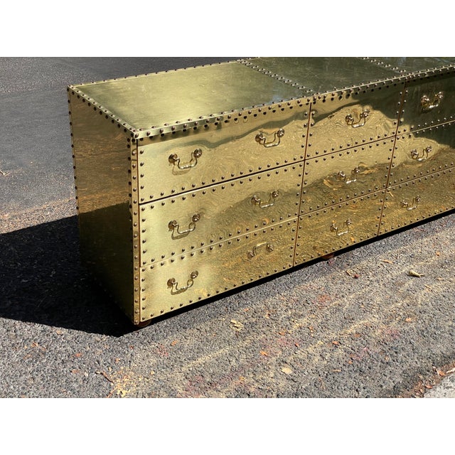 Sarreid Brass Clad Triple Dresser, Circa 1970s Chairish