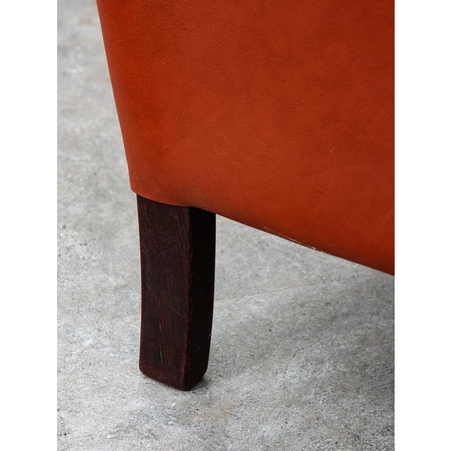 Mid Century Danish Modern Lounge Chair Wingback Red Leather High Back Tufted MCM For Sale - Image 11 of 12