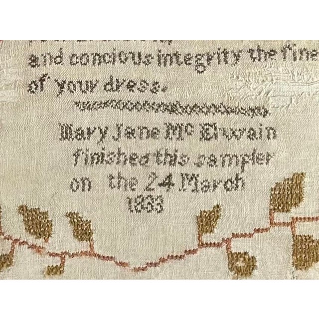 English 1830 Linen Embroidery Sampler, "Prudence's Address" For Sale - Image 3 of 5