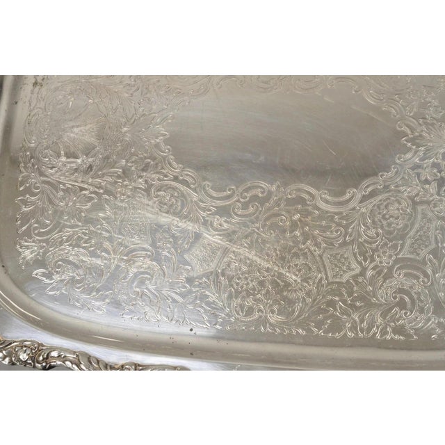 Metal Vintage Poole Epca Sevenoaks 650 Large Silver Plated Serving Platter Bar Tray For Sale - Image 7 of 12