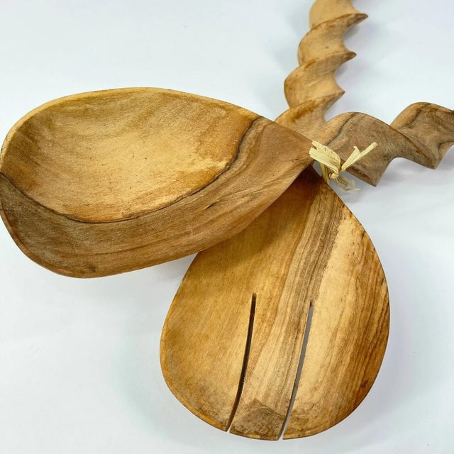 Early 20th Century Early 20th Century Maasai Olivewood Serving Spoon and Fork Set Kenya For Sale - Image 5 of 6