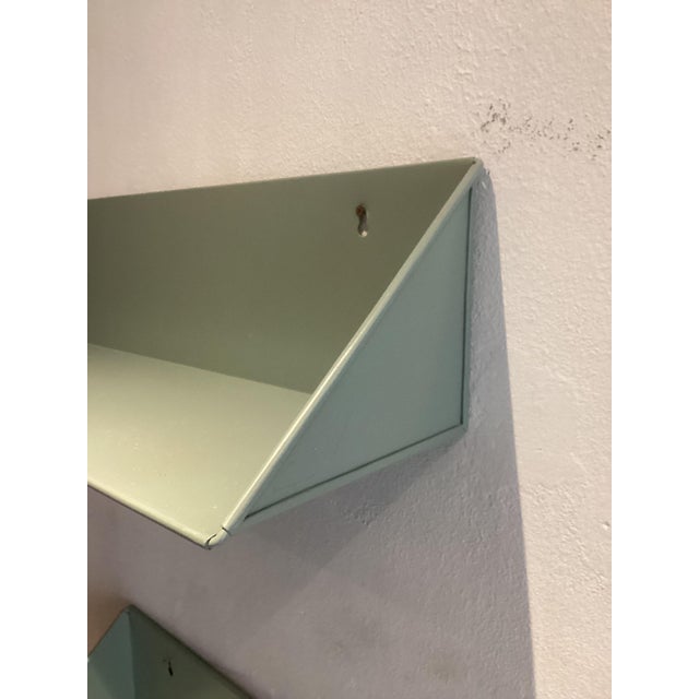 1980s Vintage Industrial Shelves in Olive Green Metal, 1980s, Set of 2 For Sale - Image 5 of 7