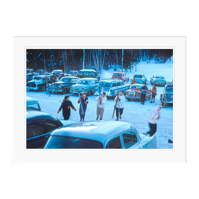 Toni Frissell 'Gathering for a Days Skiing' Archival Pigment Print Framed in White For Sale