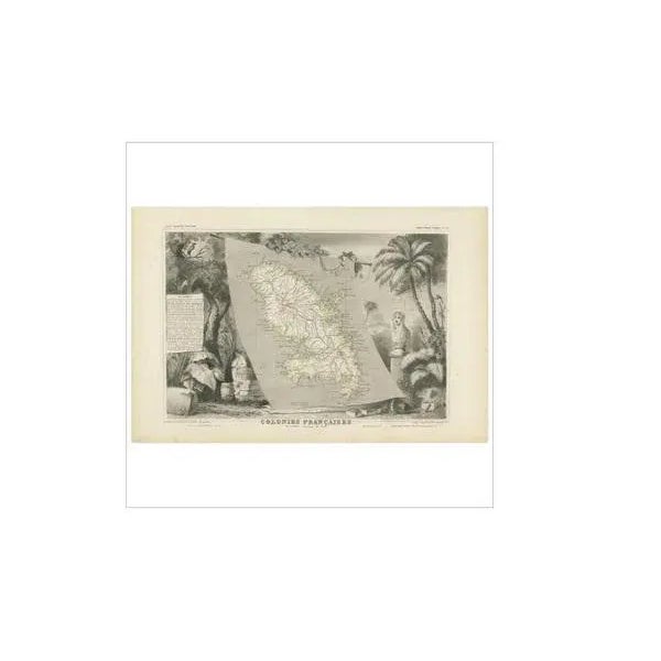 Antique Map of the French Colony Martinique by V. Levasseur, 1854 For Sale - Image 3 of 5