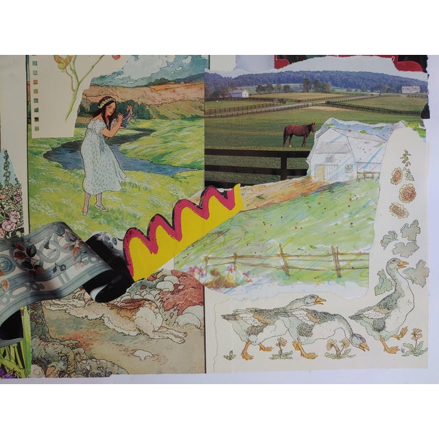 Contemporary Gone With the Southern Wind Contemporary Handmade Paper Collage Made Using Vintage Ephemeria Framed Under Glass For Sale - Image 3 of 6
