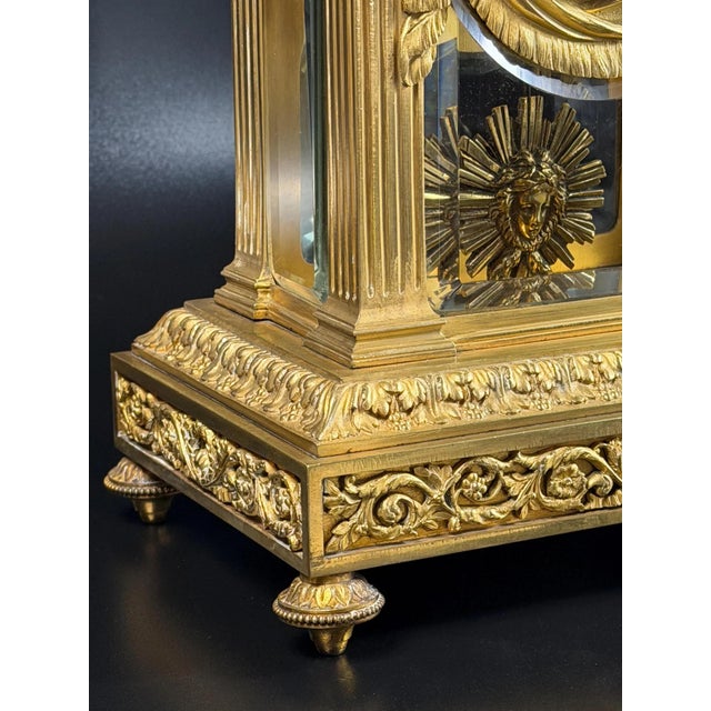 Gold Antique French Louis XVI Style Ormolu Mantel Clock with Ed. Minart Movement from F. Barbedienne, 1850s For Sale - Image 8 of 18