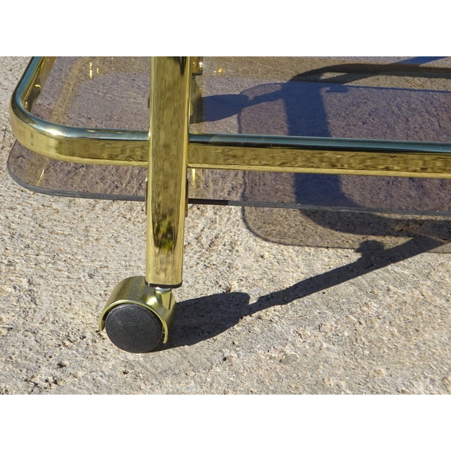 Rolling Serving Cart in Gilded Metal and Glass, 1980s For Sale - Image 15 of 18