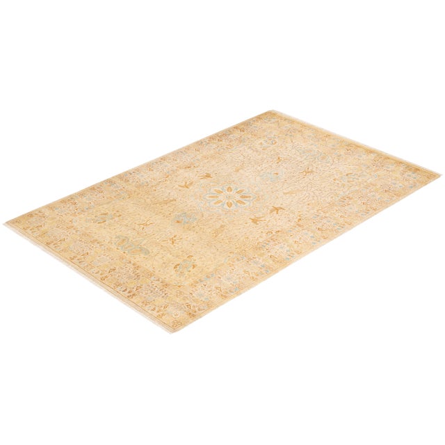 Ivory Mogul, One-of-a-Kind Hand-Knotted Area Rug - Ivory, 4' 2" x 6' 5" For Sale - Image 8 of 8