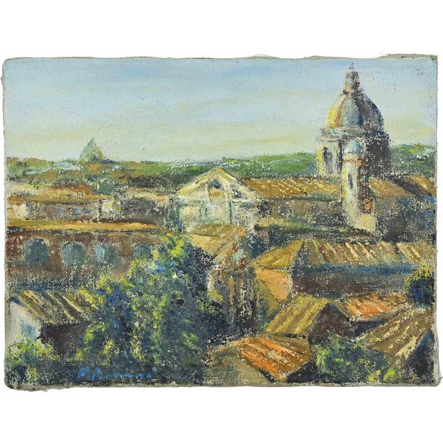 Pino Romanò, View of Rome, Oil Painting, 1990s For Sale