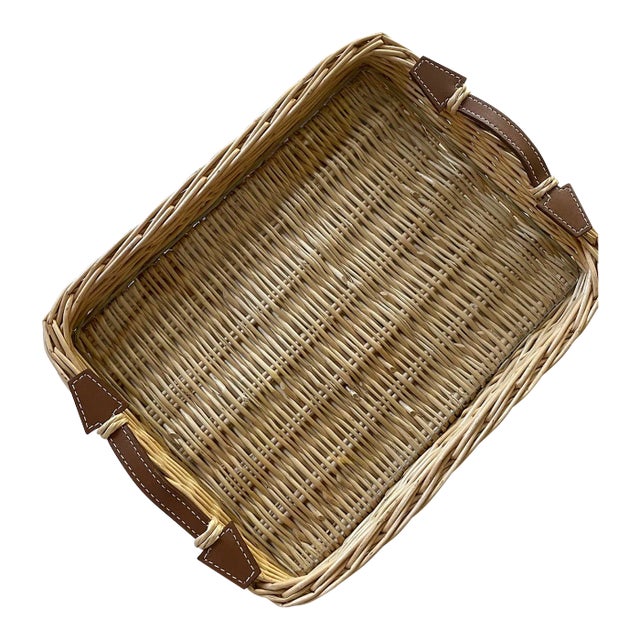 Small Rectangle Brown Osier Tray For Sale