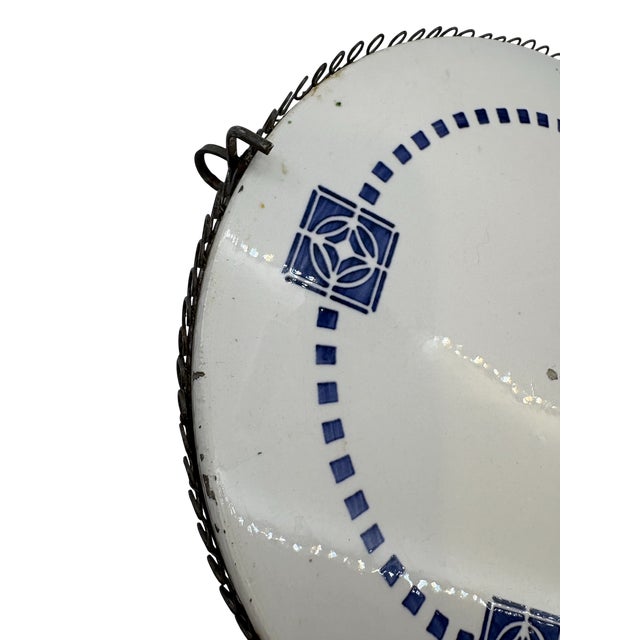 Antique German Art Deco Porcelain Round Trivet Tile For Sale - Image 9 of 11