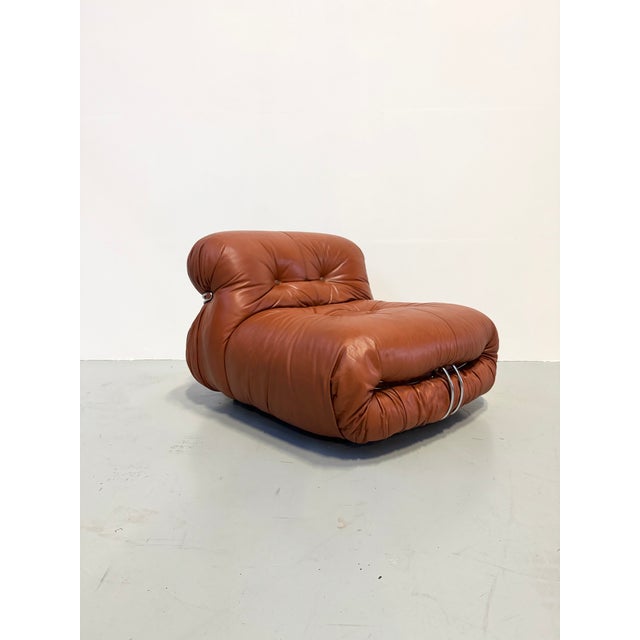 Vintage Italian Soriana Chair in Original Cognac Leather by Afra & Tobia Scarpa for Cassina, 1960s For Sale - Image 15 of 18
