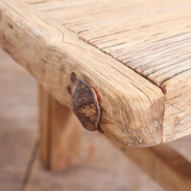 Antique Rustic Elm Coffee Table Ax, 1920s For Sale - Image 4 of 8