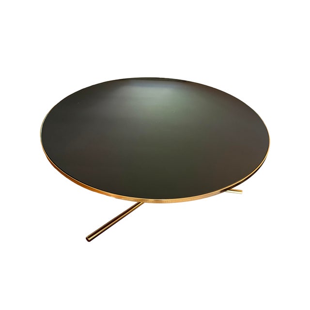 Metal Phase Design Downtown Coffee Table & C-Table Set by Reza Feiz | Smoked Brass & Black Spandrel Glass For Sale - Image 7 of 12
