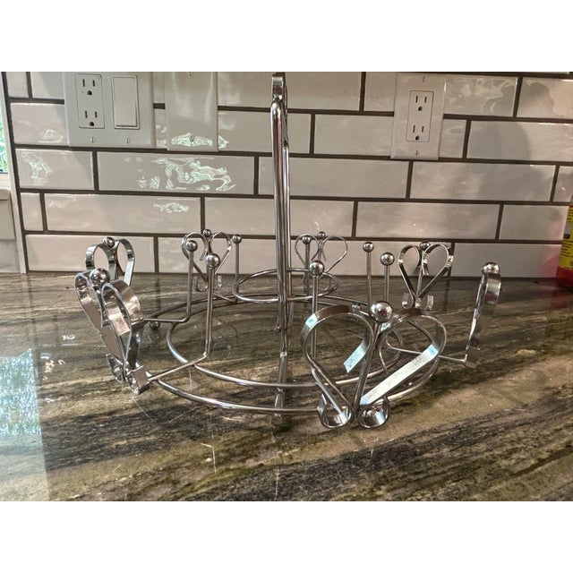 Silver Mid Century Modern Set of 8 Dorothy Thorpe Atomic Roly Poly Glasses With Metal Carrier For Sale - Image 8 of 12