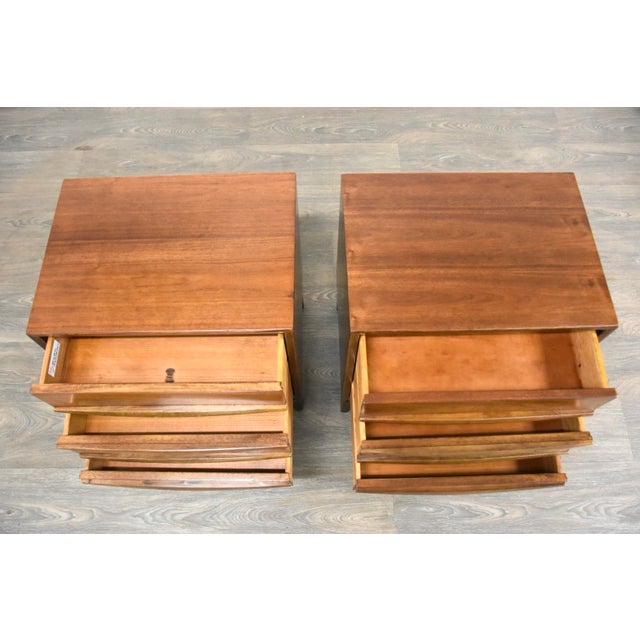 1960s Walnut Mid Century Modern Nightstands - a Pair For Sale In Boston - Image 6 of 8