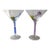 Late 20th Century Hand Painted Martini Glasses with Olive & Fleur De Lis Design, Blue and Purple Stems - Set of 2 For Sale