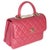 Traditional Pink Quilted Lambskin Medium Trendy CC Flap Dual Handle Bag For Sale - Image 3 of 9