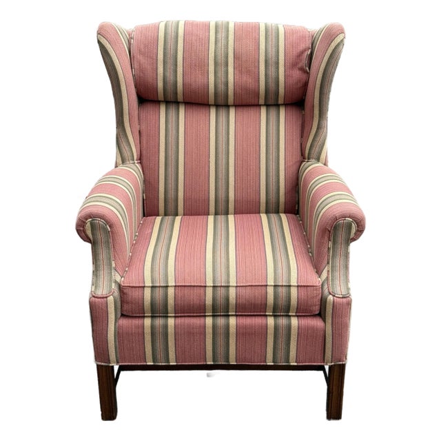 Late 20th Century Pennsylvania House Wingback Chair With Ottoman For Sale