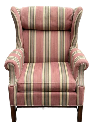 Late 20th Century Pennsylvania House Wingback Chair With Ottoman