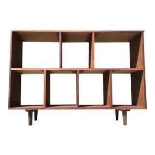 Custom Mid-Century Walnut Bookcase Wall Unit For Sale